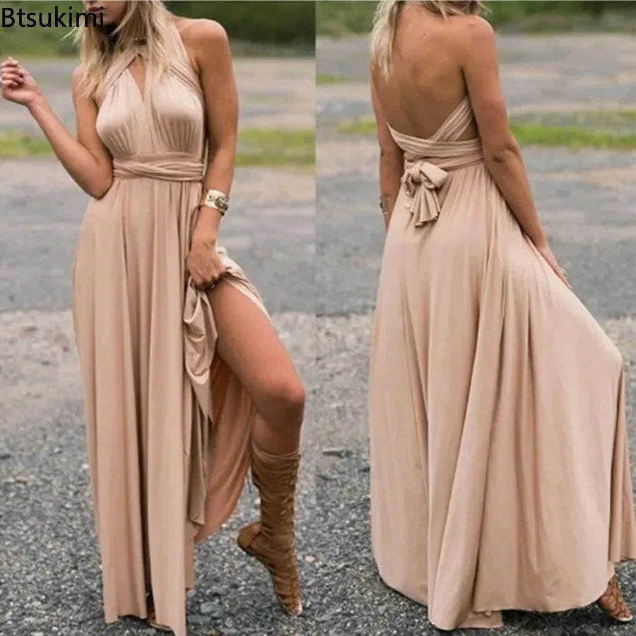 Women Dresses Multiway Wrap Convertible Boho Maxi Dress