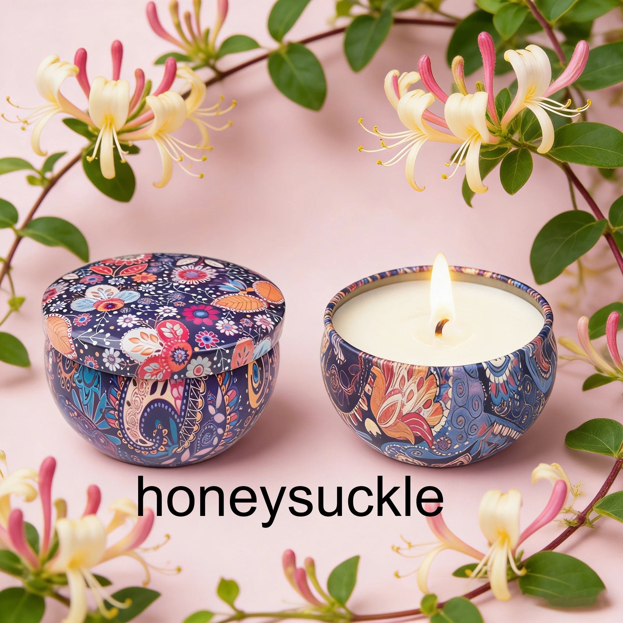 1 Pack of Ham-Scented Aromatherapy Candles, Small Tin Can Aromatherapy Candles, Available in White Tea Flower, Mint, Foxtail Grass, Honeysuckle, Bluebell, Jasmine, Lemongrass, Vanilla, Freesia, Lavender, Coconut Milk Scent, P