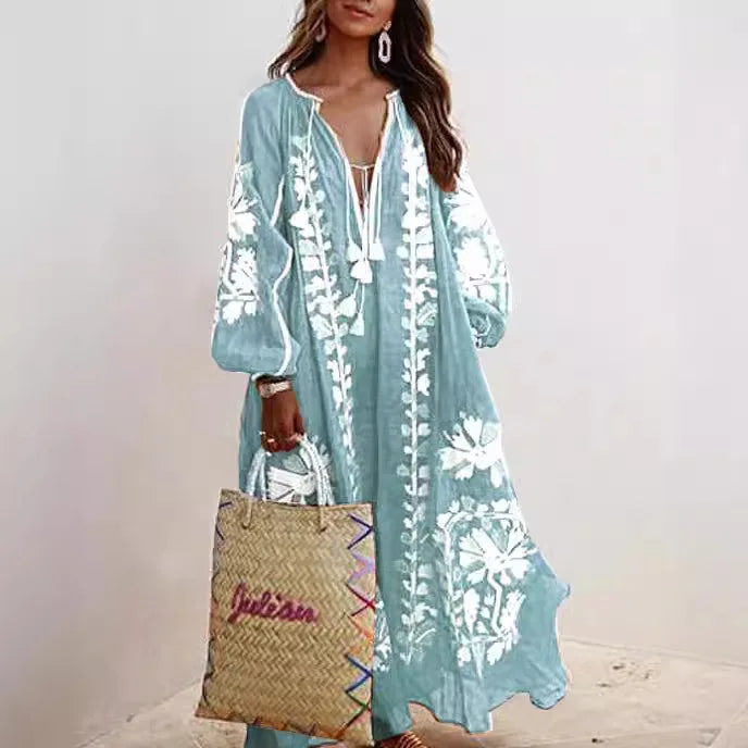 Boho Elegant Print Long Dress For Women