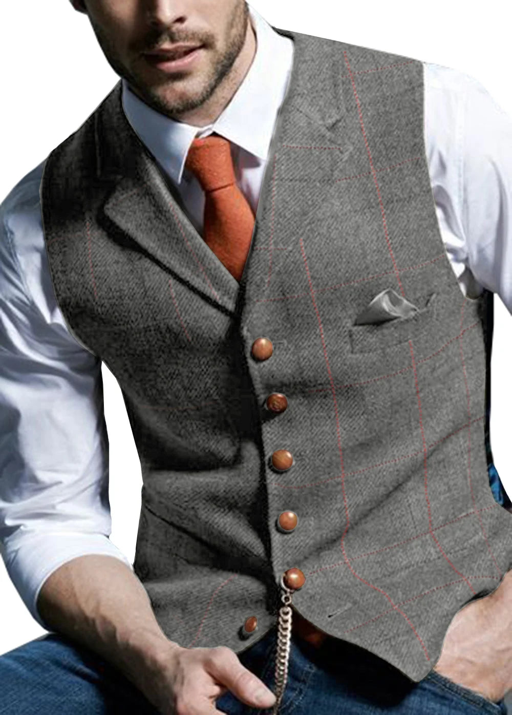 Brown Casual Gentleman Men's Army Green Vest