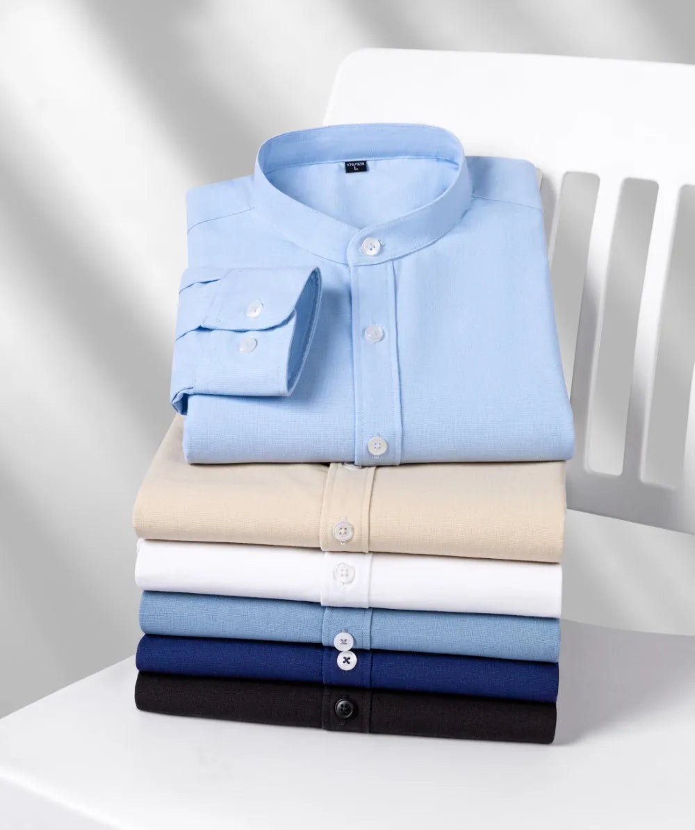 Men Casual Business Mandarin Collar