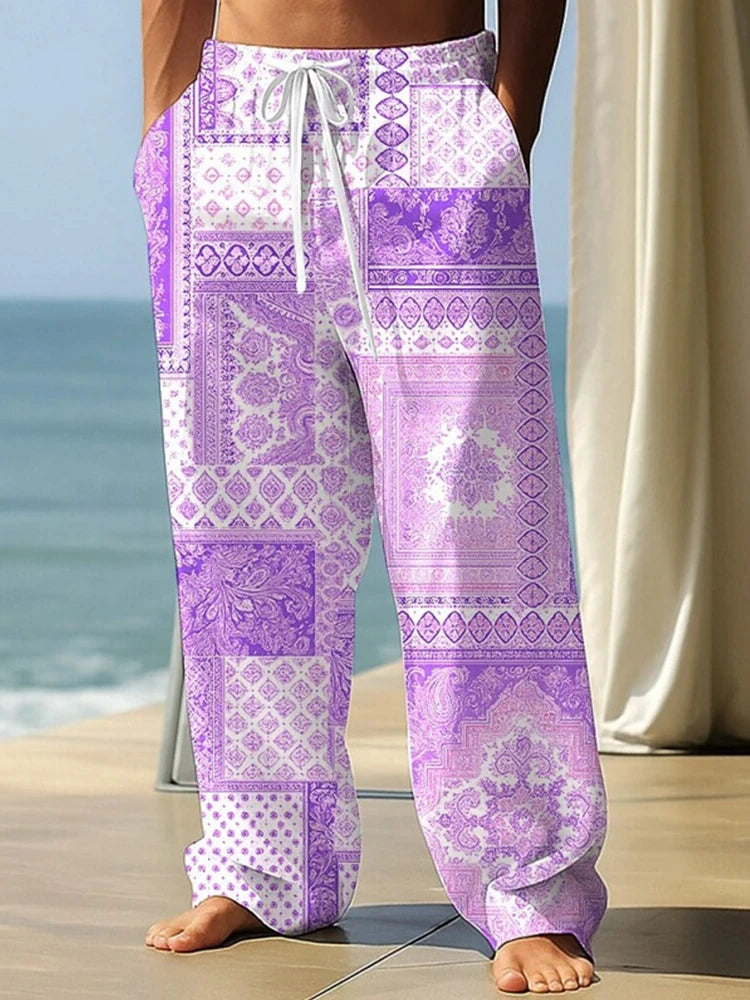 Summer Drawstring Loose-Fit Men's Wide-Leg Pants