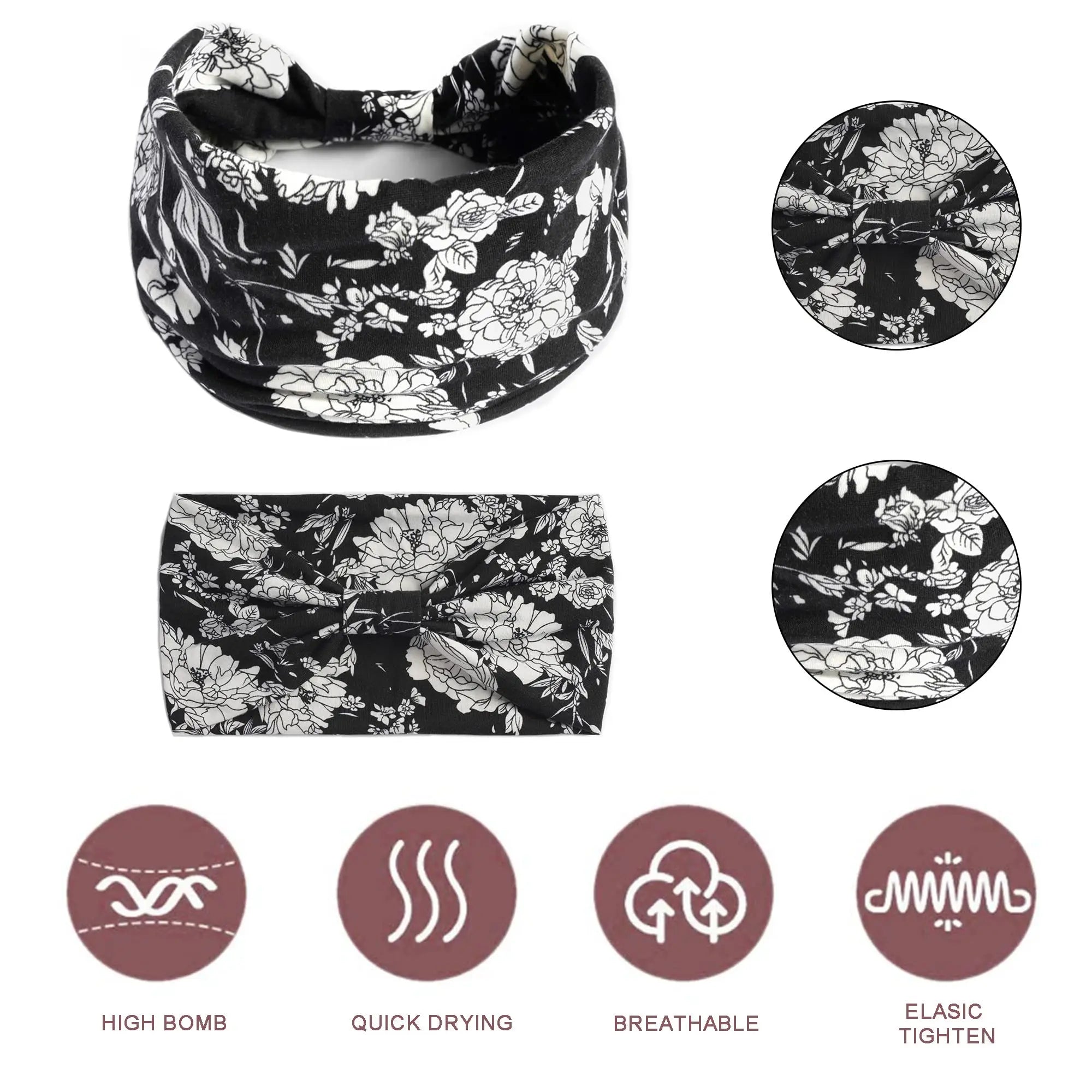 Boho Headbands for Women Cotton Wide Head Bands Stretch