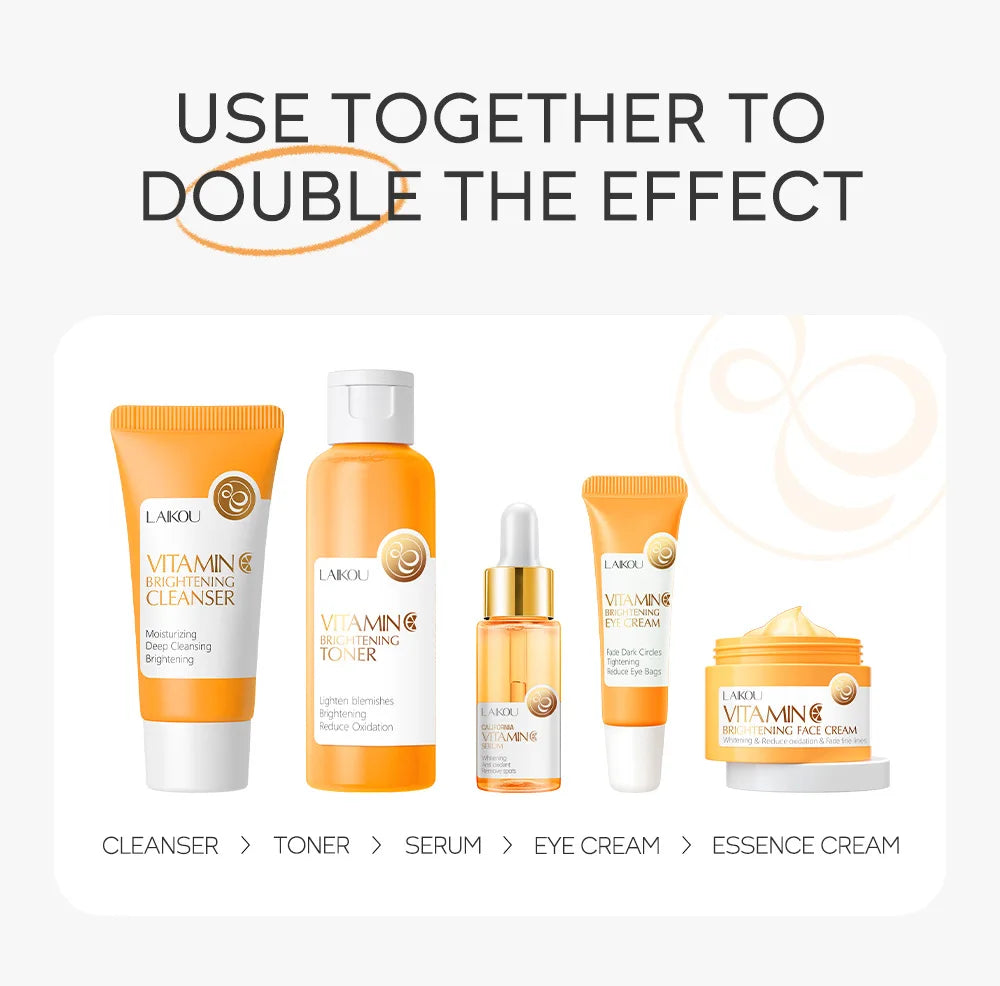 5 Pieces Vitamin C Skincare Set  Moisturizing Face Serum Brighten Cream