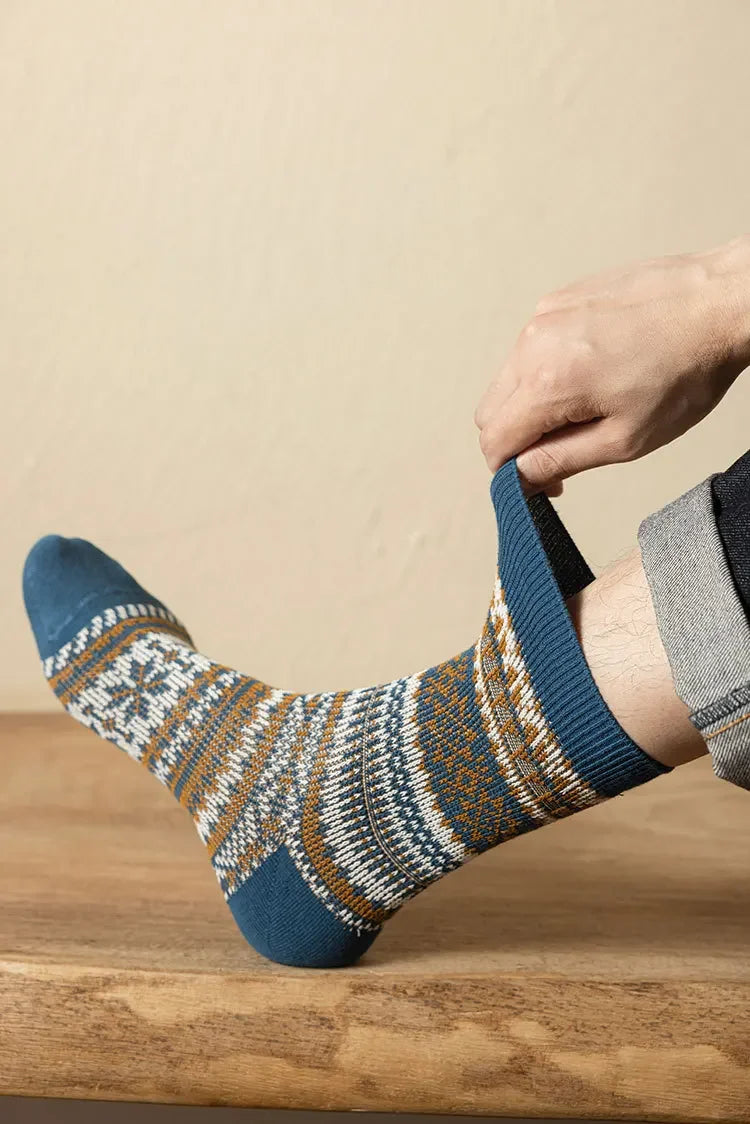 Mens Socks Fashion Retro Geometric Patterns