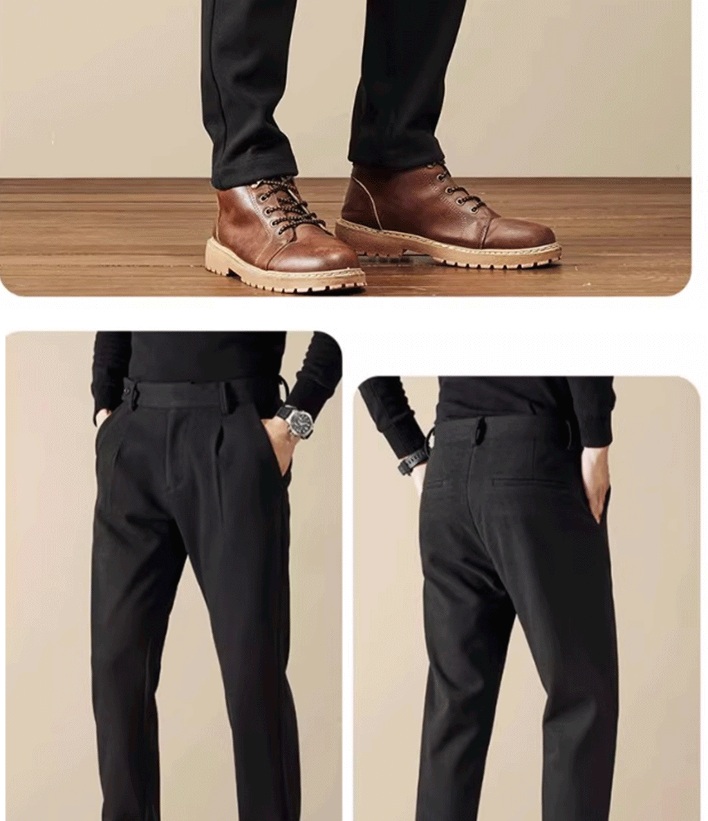 Business Casual Men's Brushed Khakis Straight Leg