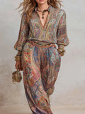 Women's Boho Paisley Print Two-Piece Set