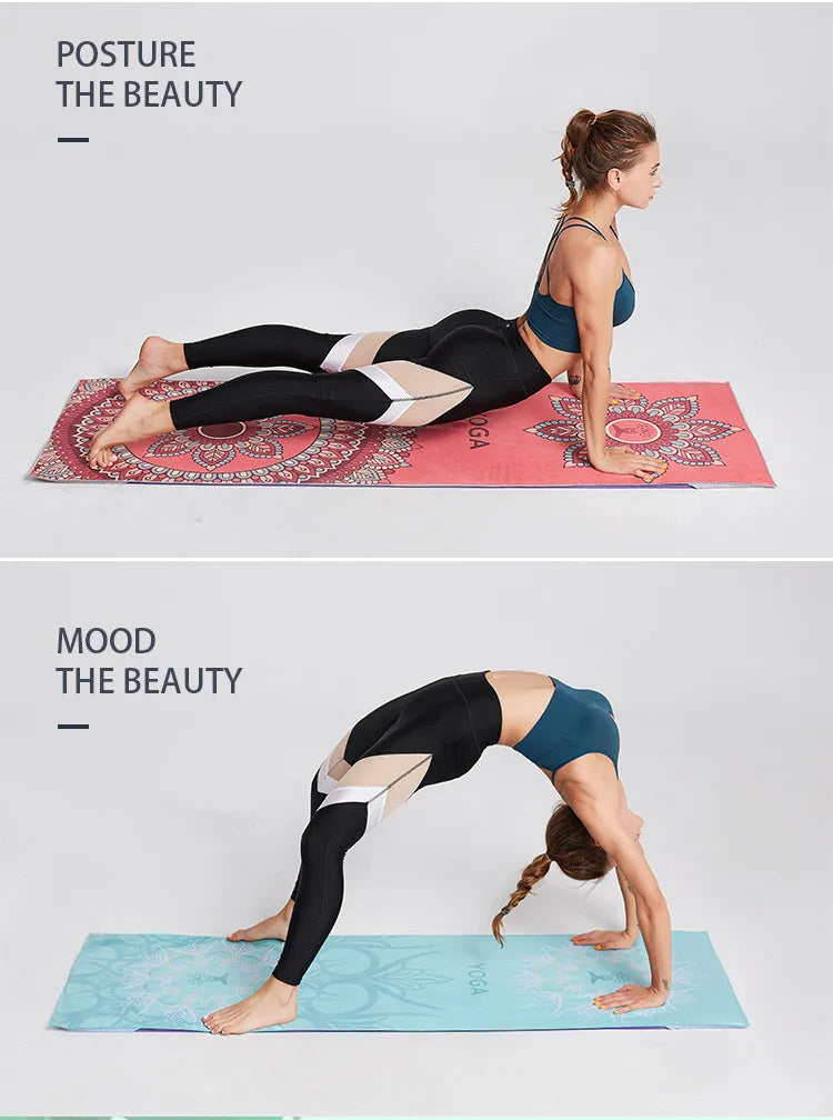Hot Yoga Mat Towel  Printed Yoga Towel Non Slip Fitness Workout Mat Cover