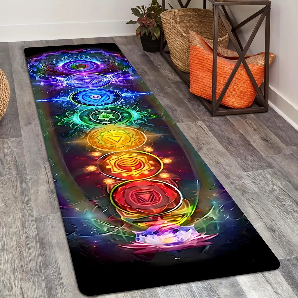 Seven Chakra Energy Yoga Mat Rainbow Seven-Color Chakra Lotus Design