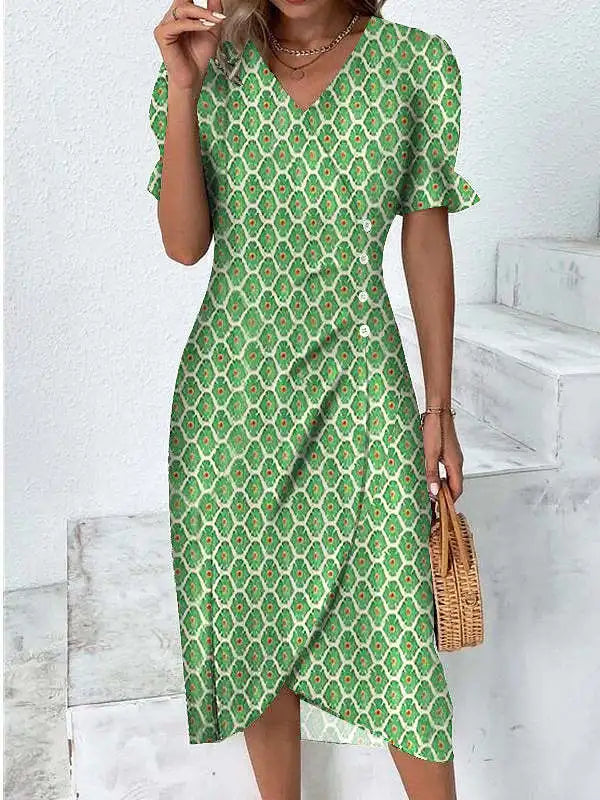 New 2026 Women's Boho Dresses Elegant Floral Print