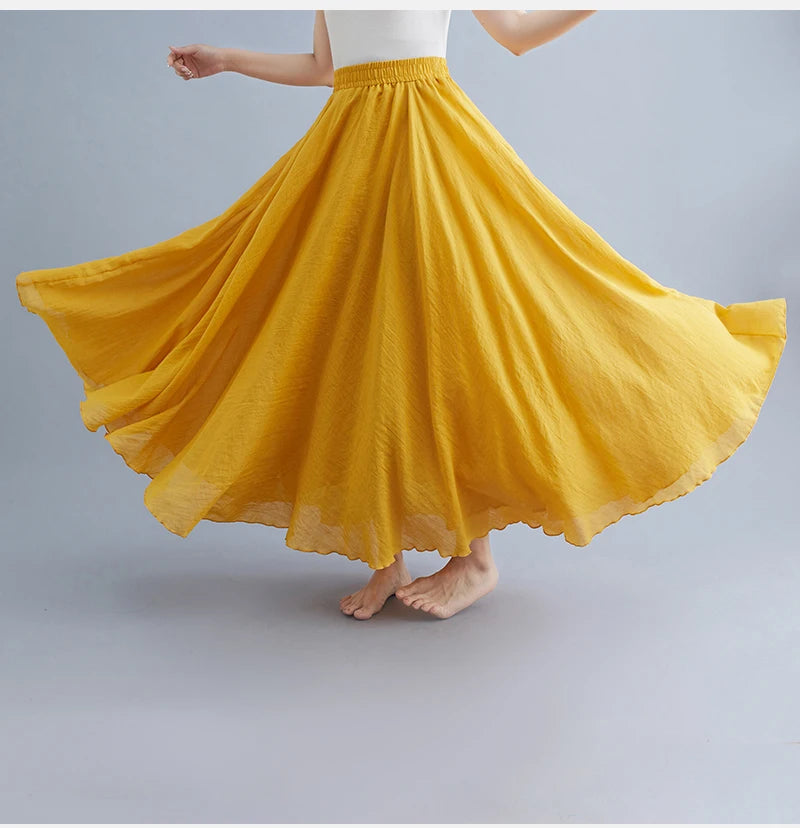 Boho Cotton Linen Beach Long Skirt