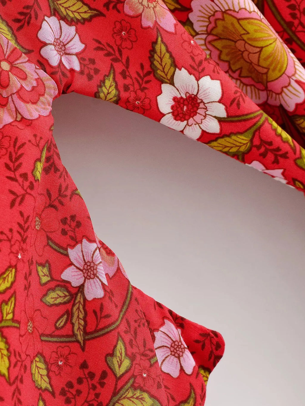BOHO Women Light Blue Contrast Floral Print Kimono Shirt