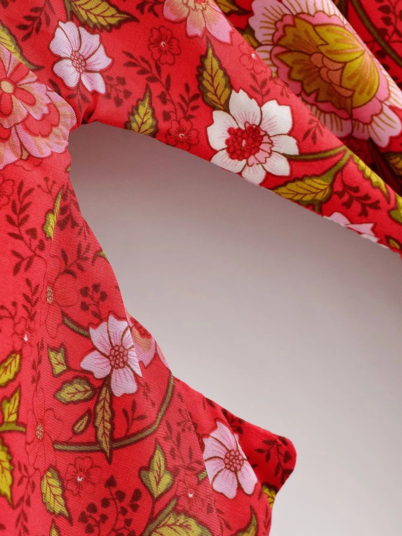 BOHO Women Light Blue Contrast Floral Print Kimono Shirt