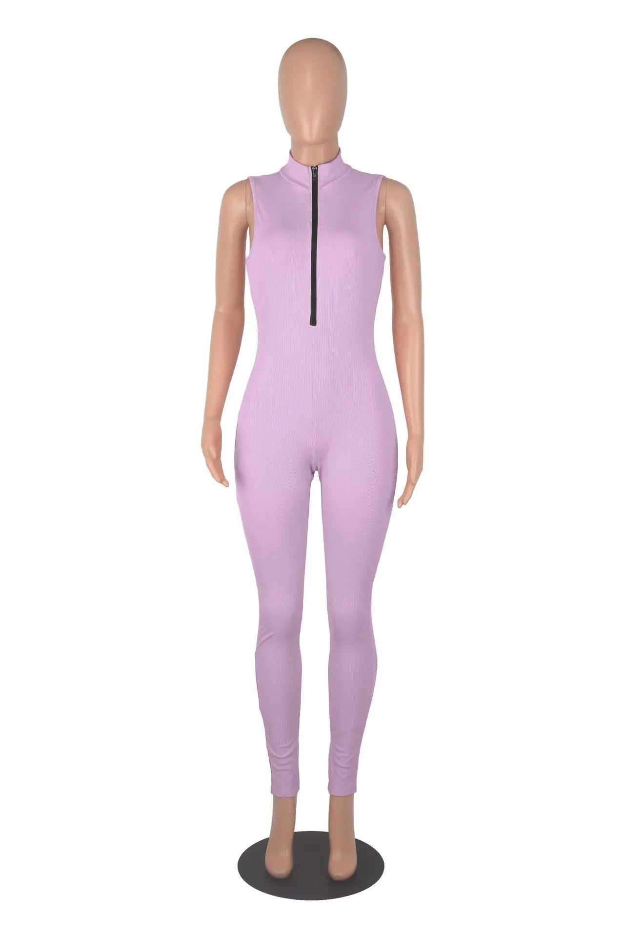 Plus Size Fitness Overalls zippered front