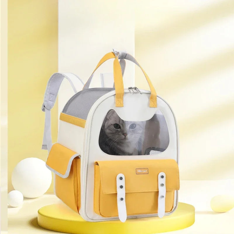 Portable Breathable Backpack for Carrying Pet Cats and Small Dogs