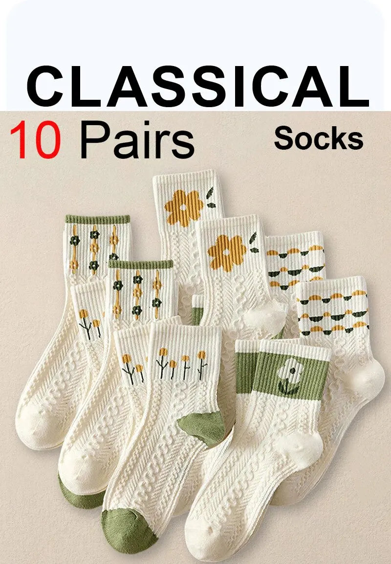 10 Pairs Women Cartoon Socks Creative Fashionable