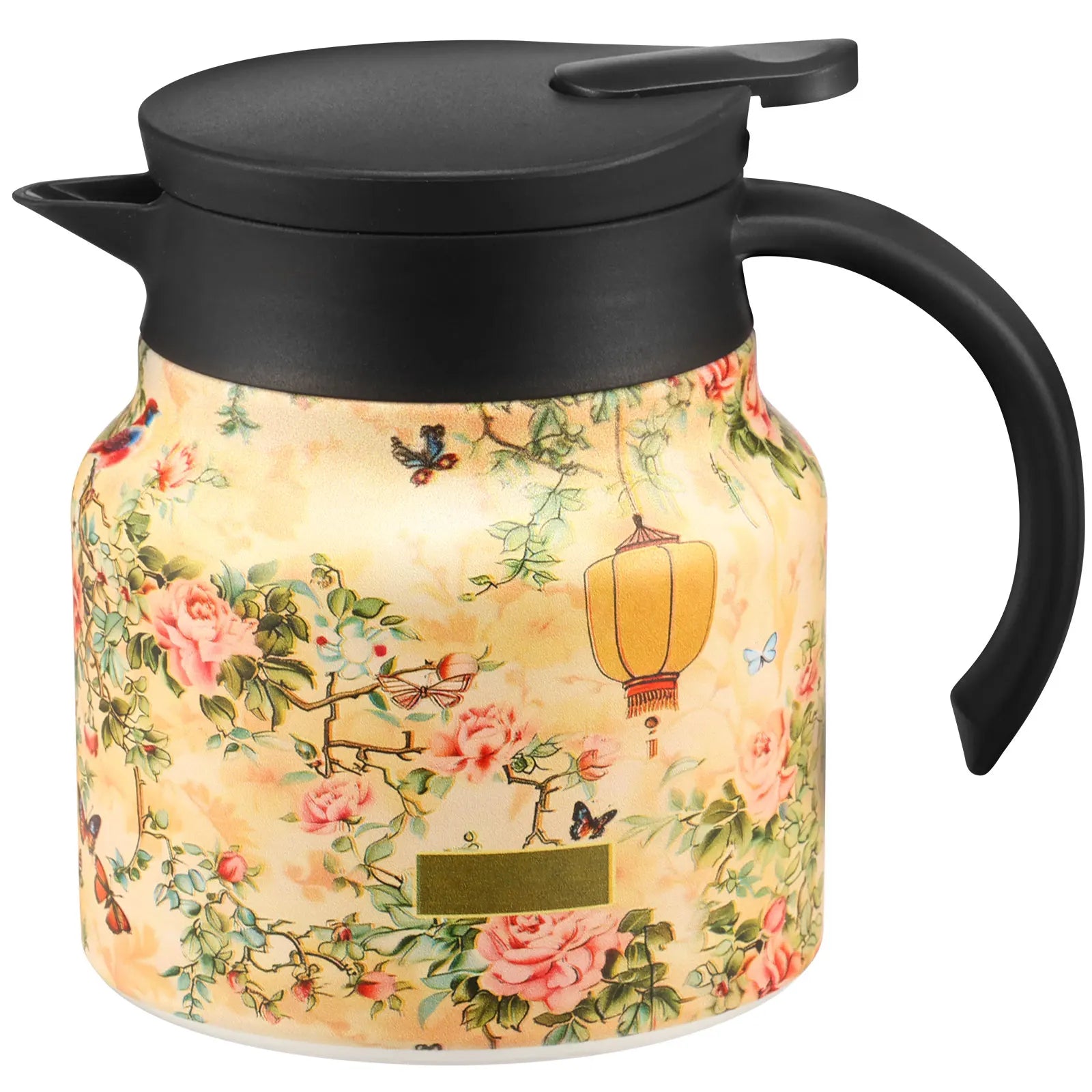 800/1000 ML Vintage Floral Tea Thermos Stainless Steel Tea Kettle
