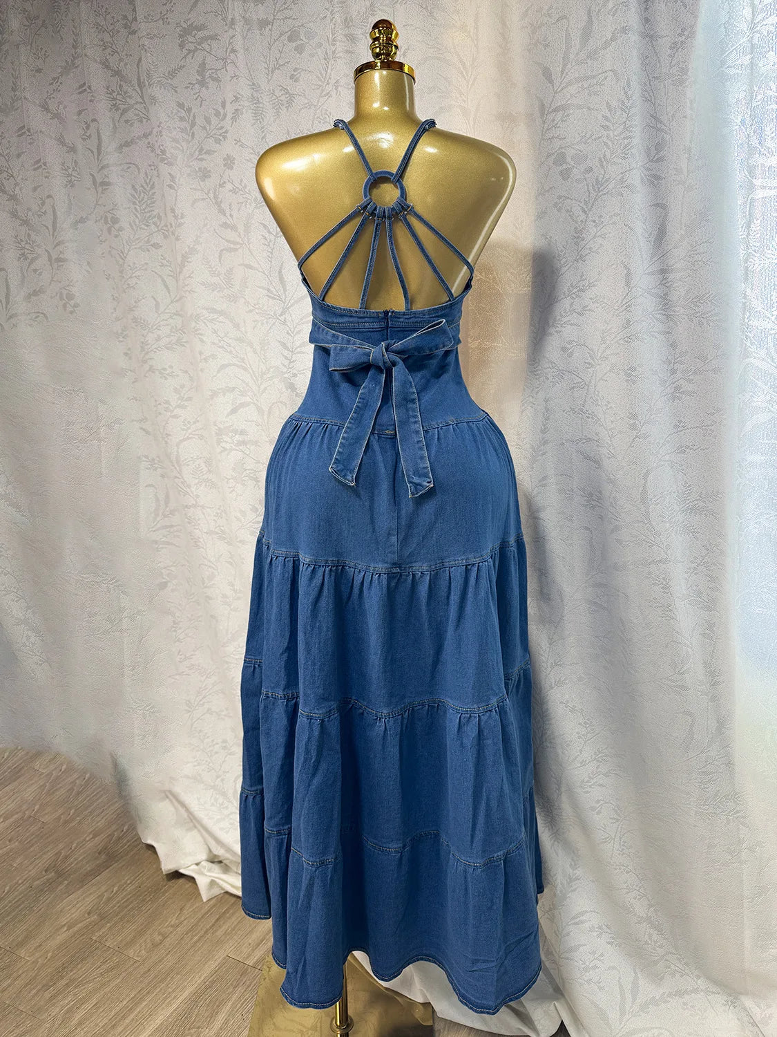 Long Dress Women Denim Dress Sling