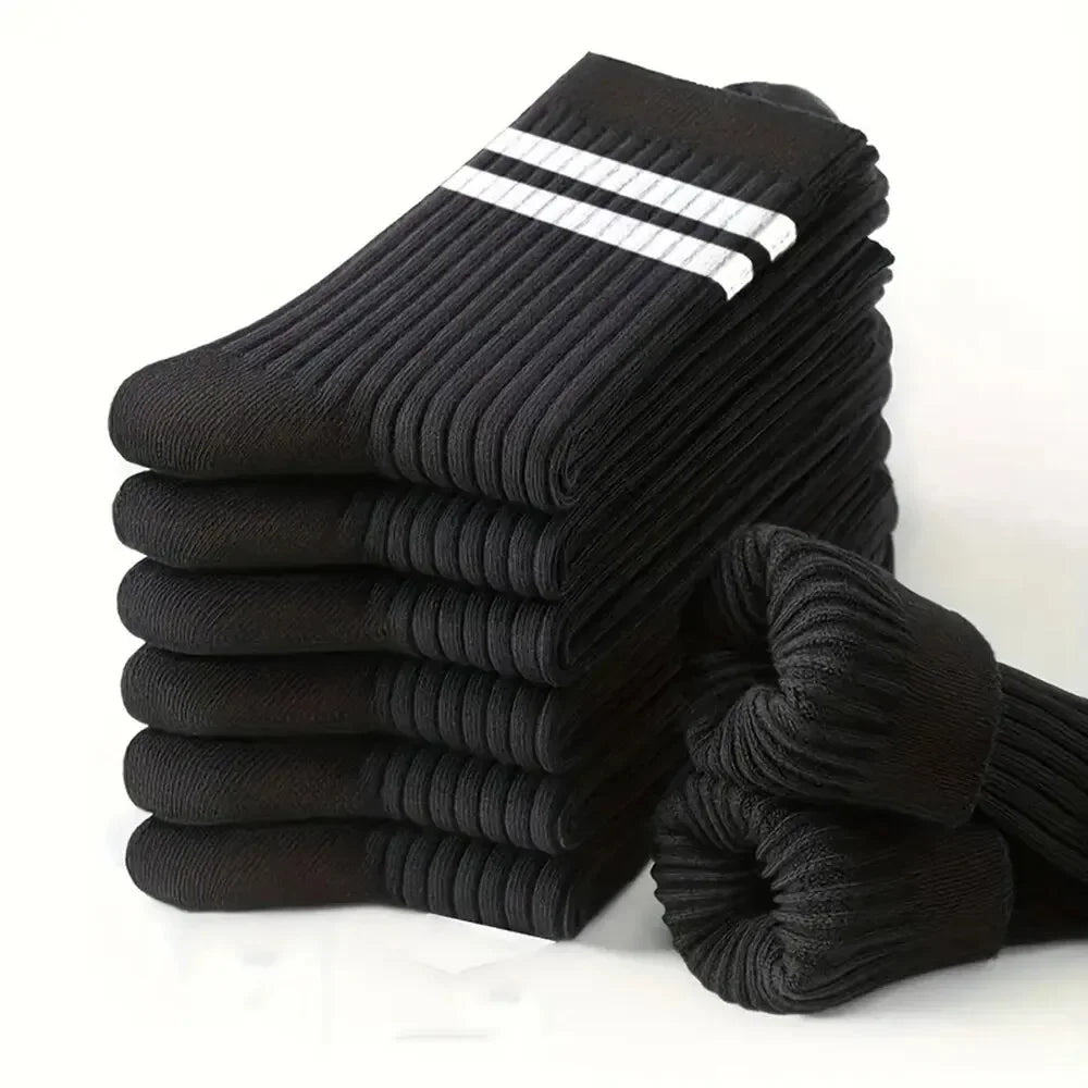 1/6/12 Pairs Mens women Socks High-quality Simple Casual Black White Striped Socks Breathable Mid Tube Sock Basketball Race Sock