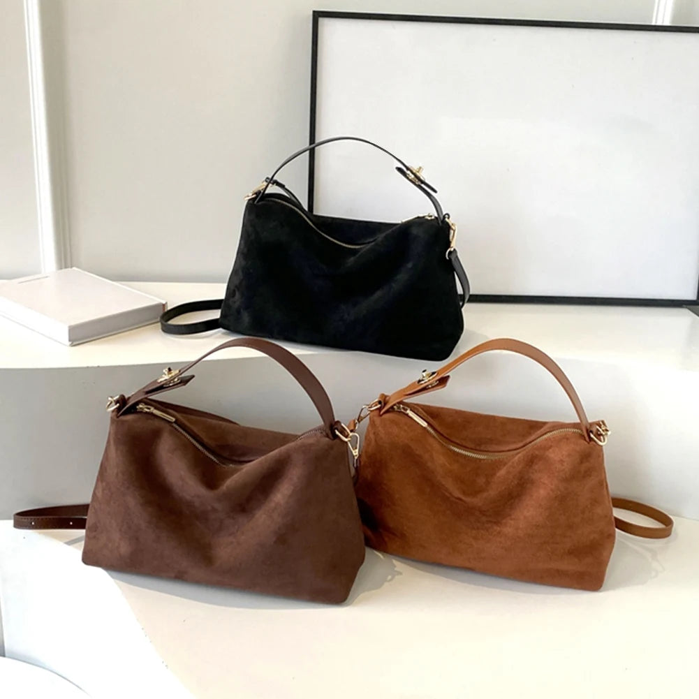 Big Boston Tote Soft Matte Suede Cow Leather