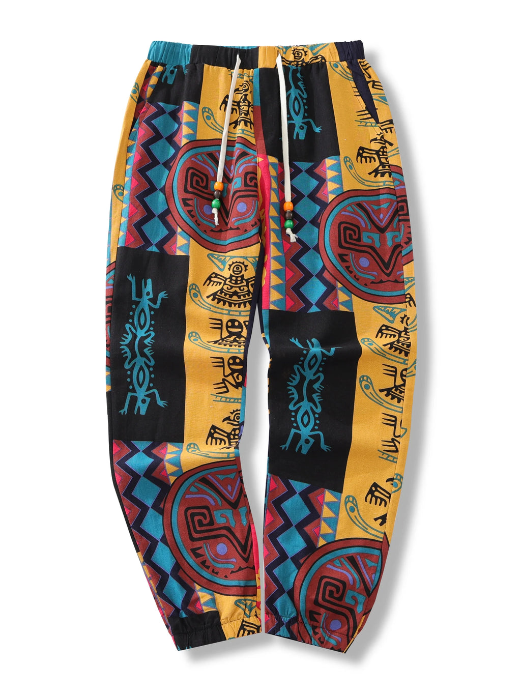 Mens Boho Tribal Print Stretch Linen