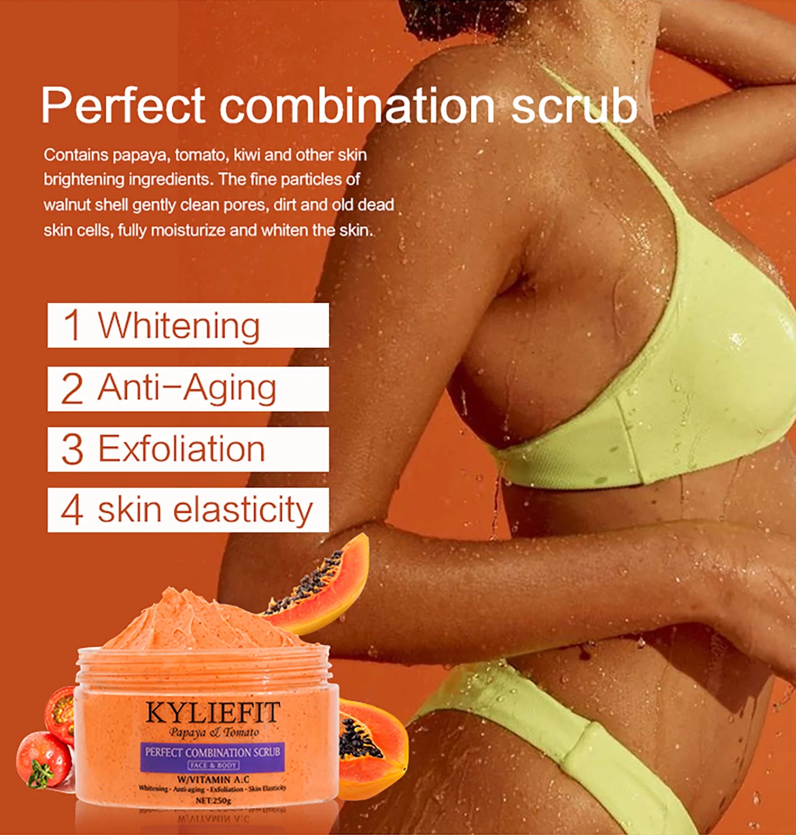 Papaya and Tomato Combination Scrub, Reduces Spots, Whitening and Exfoliating