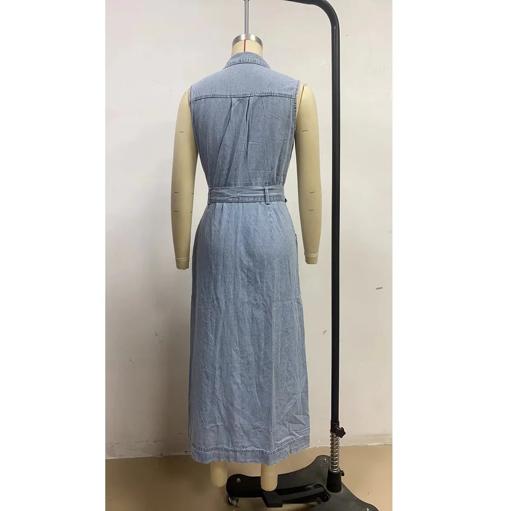 Women Sleeveless Denim Dress
