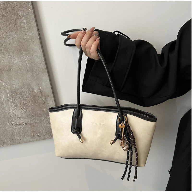 Retro Tote Bag Fashionable Advanced Simple And Versatile Handbag
