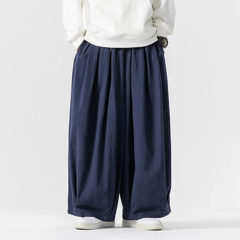 Oversized Men Wide Leg Pants Elastic Waist Joggers Trousers Male