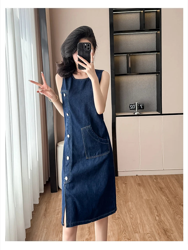 Sleeveless Denim Dress