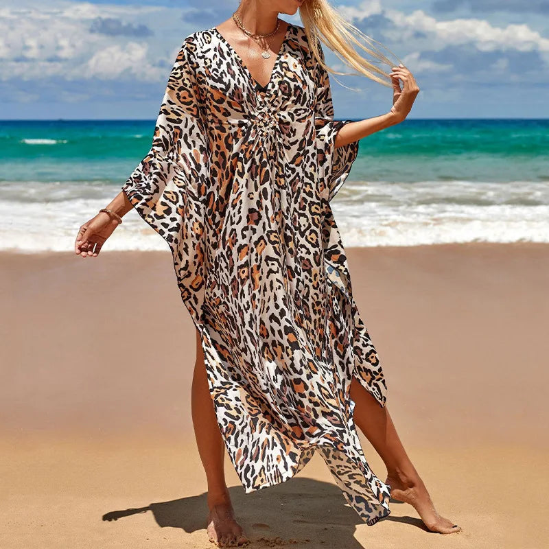 Boho Sexy Women's Dress Spring Summer Fashion Cotton Printed Beach Cover Up