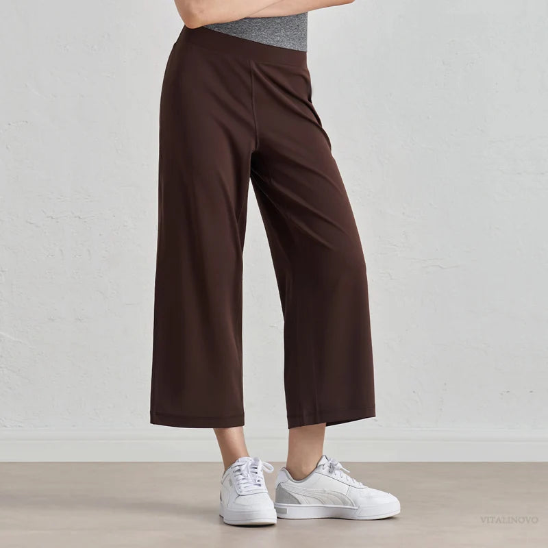 Capri Pants for Women Wide Leg Yoga Cropped Pants Tummy Control