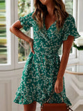 Boho Floral Print Ruffles Women Dress Summer
