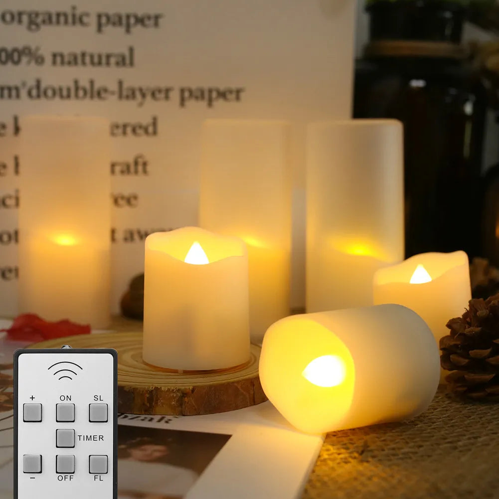 Rechargeable LED Candles By USB Timer Remote Flickering Flames