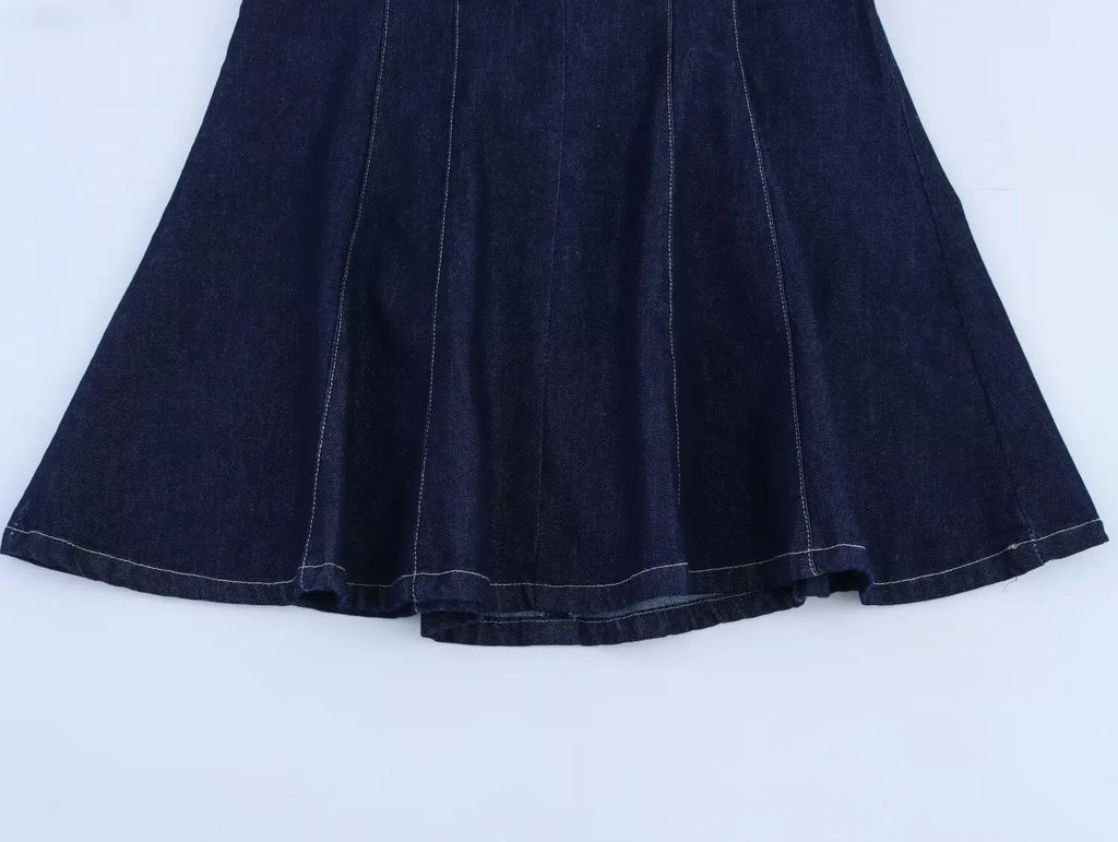 New Fashion Women Sexy Backless Denim Halter Mini Dress