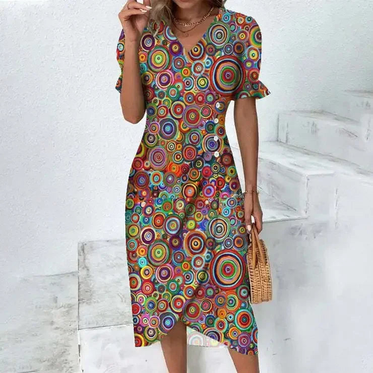 New 2026 Women's Boho Dresses Elegant Floral Print