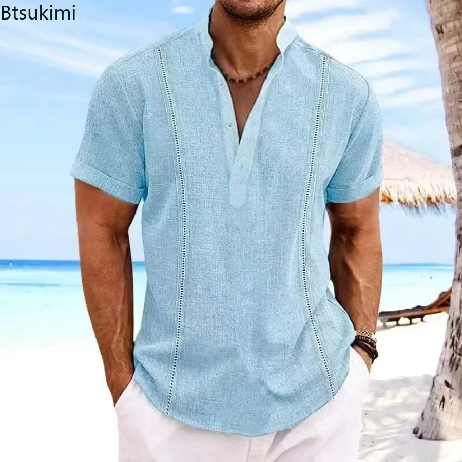 Men's Shirts Summer Short Sleeve Cotton Linen