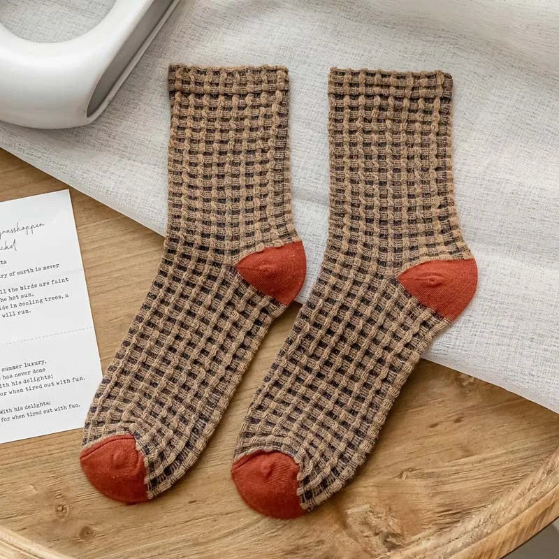 Women's Checkered Retro Vintage Cotton Socks