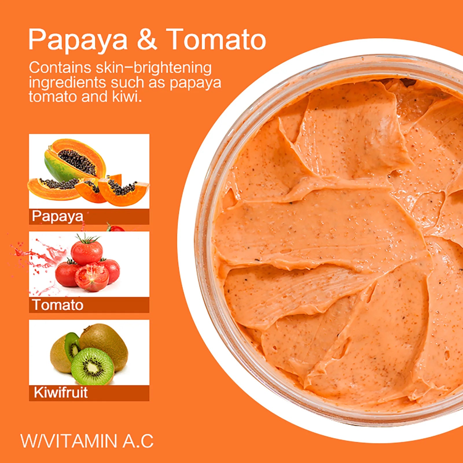 Papaya and Tomato Combination Scrub, Reduces Spots, Whitening and Exfoliating