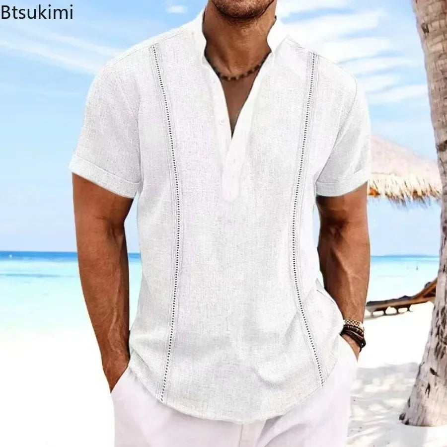 Men's Shirts Summer Short Sleeve Cotton Linen