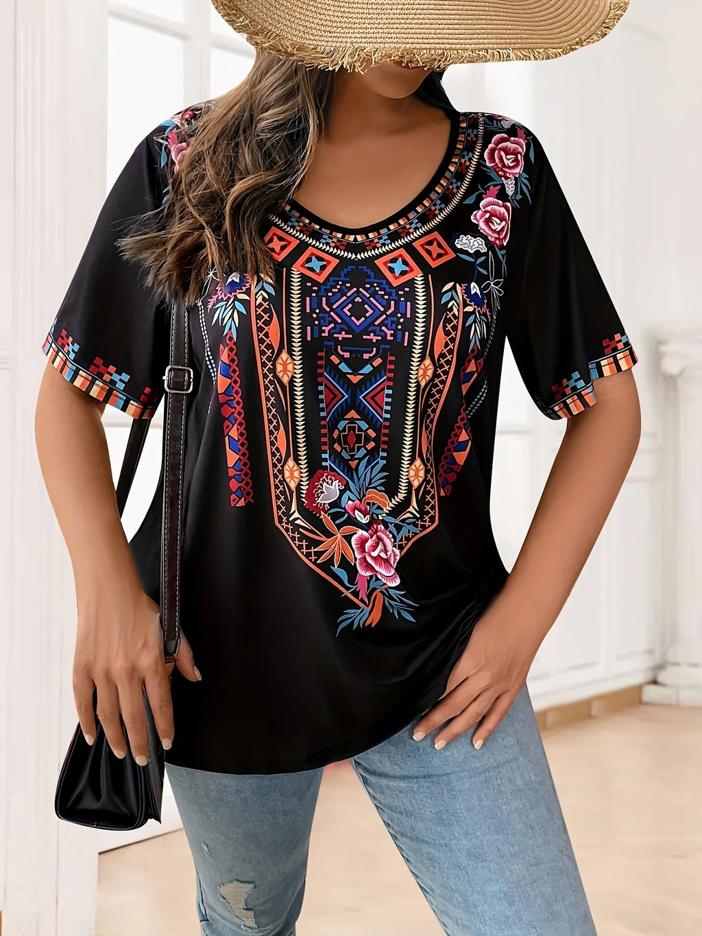 Plus Size Women's T-Shirt Boho Harajuku Graphic Print