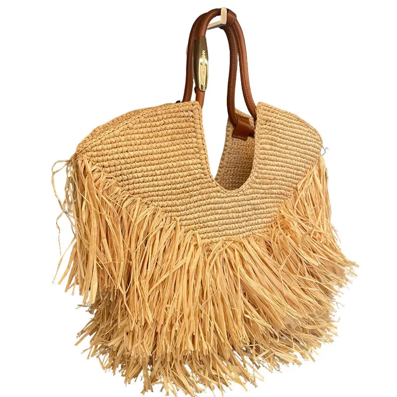 Boho Straw Tote Bag