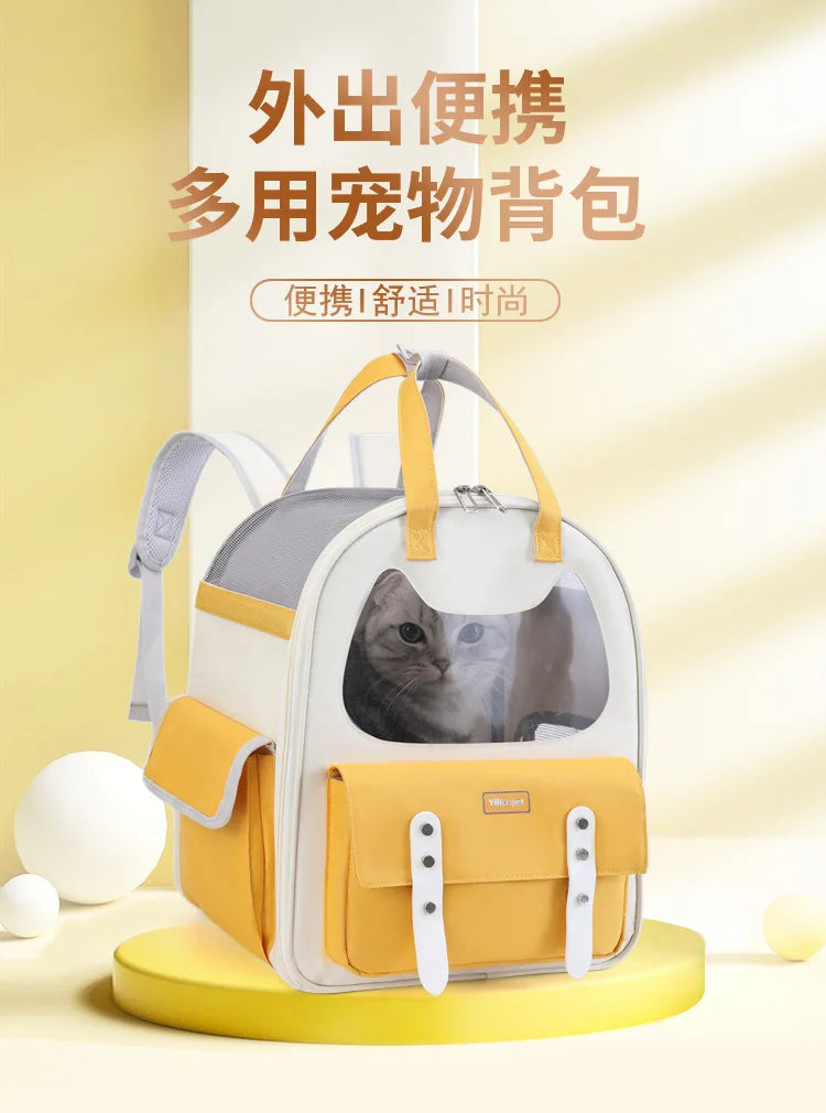 Portable Breathable Backpack for Carrying Pet Cats and Small Dogs