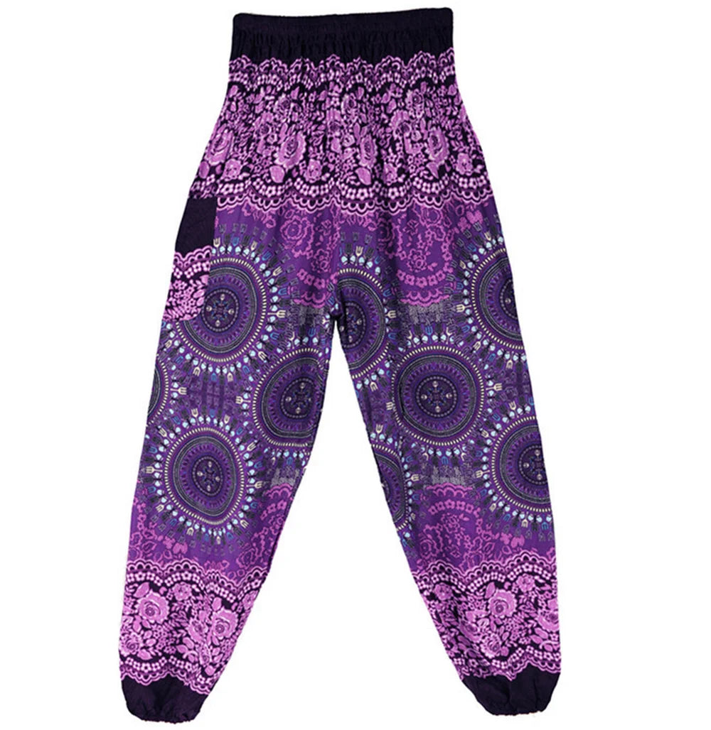Boho Yoga Pants Wide Leg Women Harem Bohemian  Vintage Print