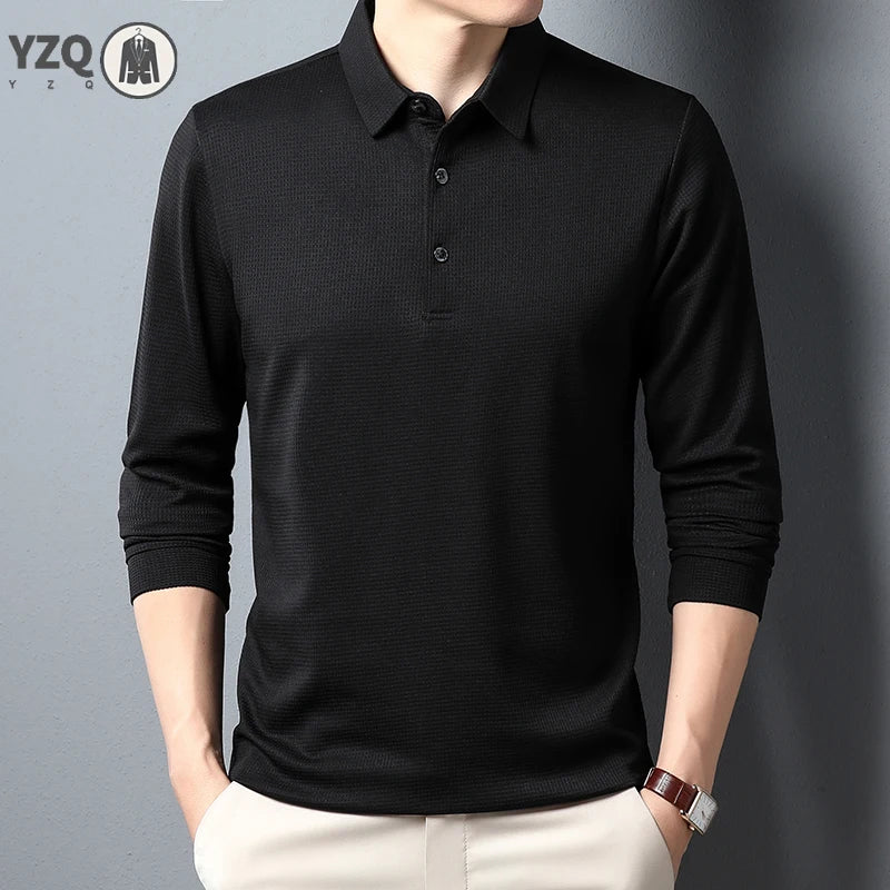 Men's Business Casual Polo Long Sleeve