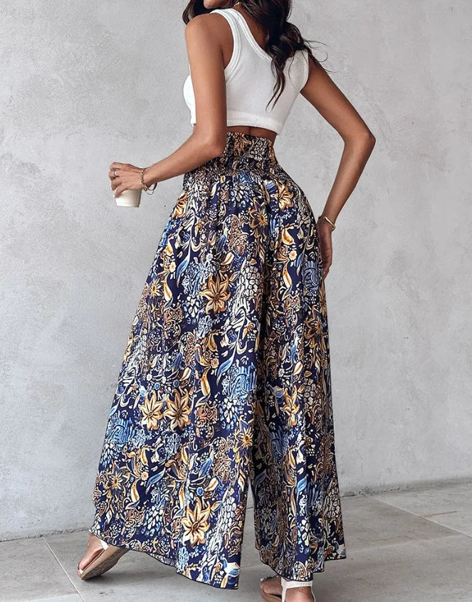 Boho Print Pant Women Wide Leg