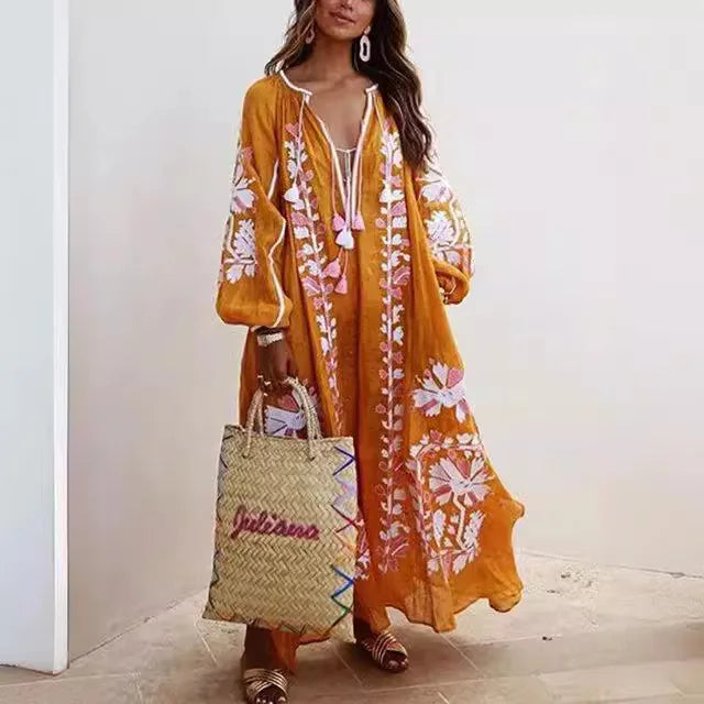 Boho Elegant Print Long Dress For Women
