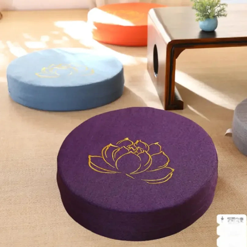 Yoga Meditation Linen Cushion Hard Lotus Texture Meditation Cushion