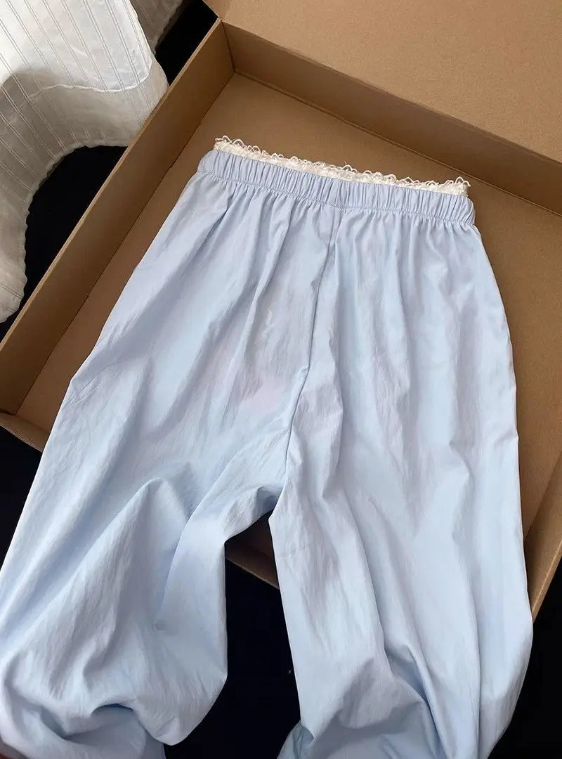 Blue High-waisted Slimming Slacks Women's