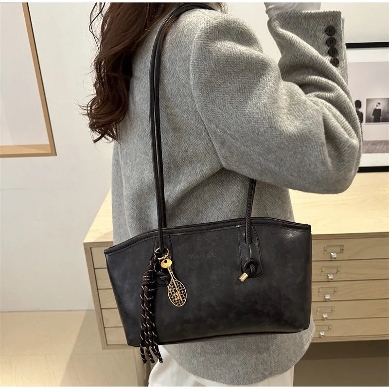 Retro Tote Bag Fashionable Advanced Simple And Versatile Handbag